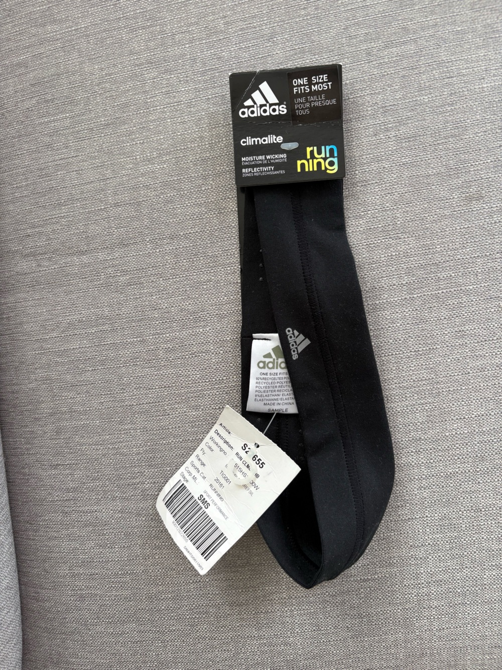 adidas Black Athletic Headband with Logo